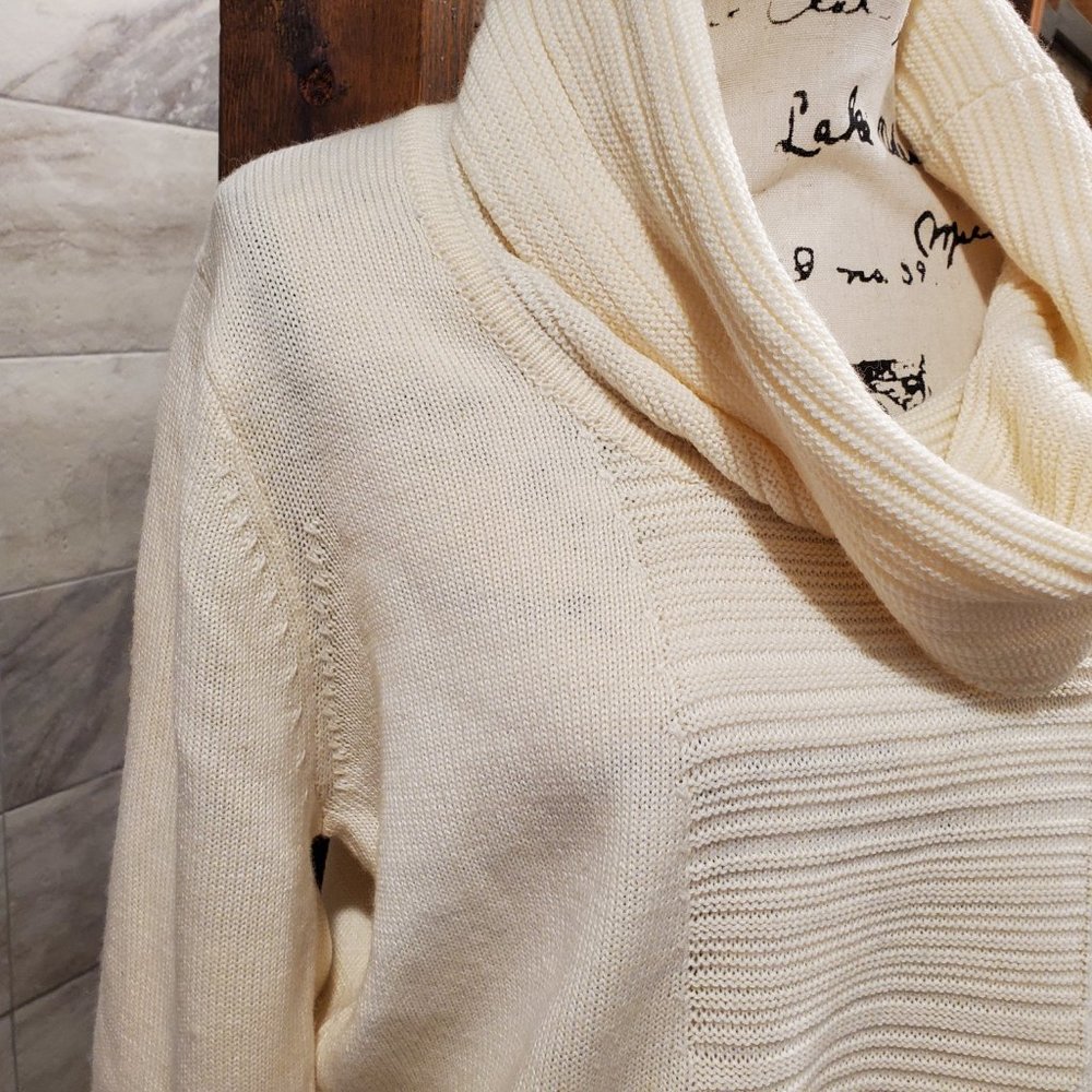 Calvin Klein Cowl Neck Sweater Large Cream Turtleneck NWOT - Picture 5 of 8